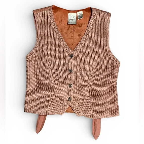 Vintage Liz Claiborne Studio Knit Button Vest - Picture 1 of 5